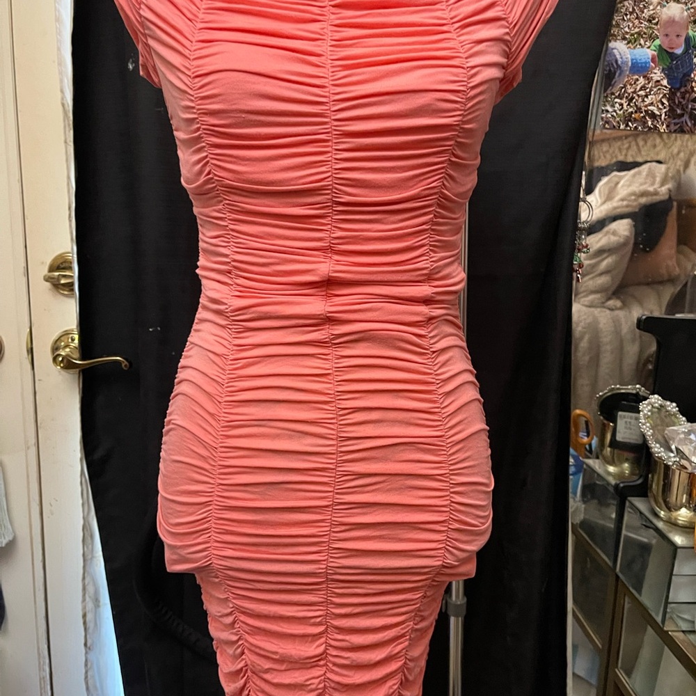 Elegant Pink Ruched Dress